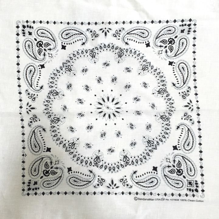 White Paisley Wholesale Bandanna